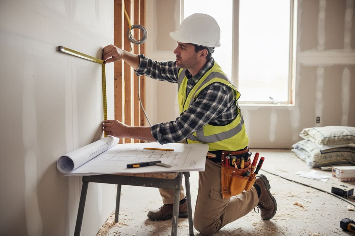 Technicien GTI effectuant des relevés sur site